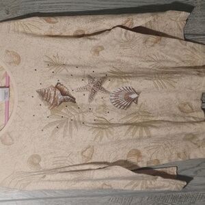 Casual Cream Seashell Print Top